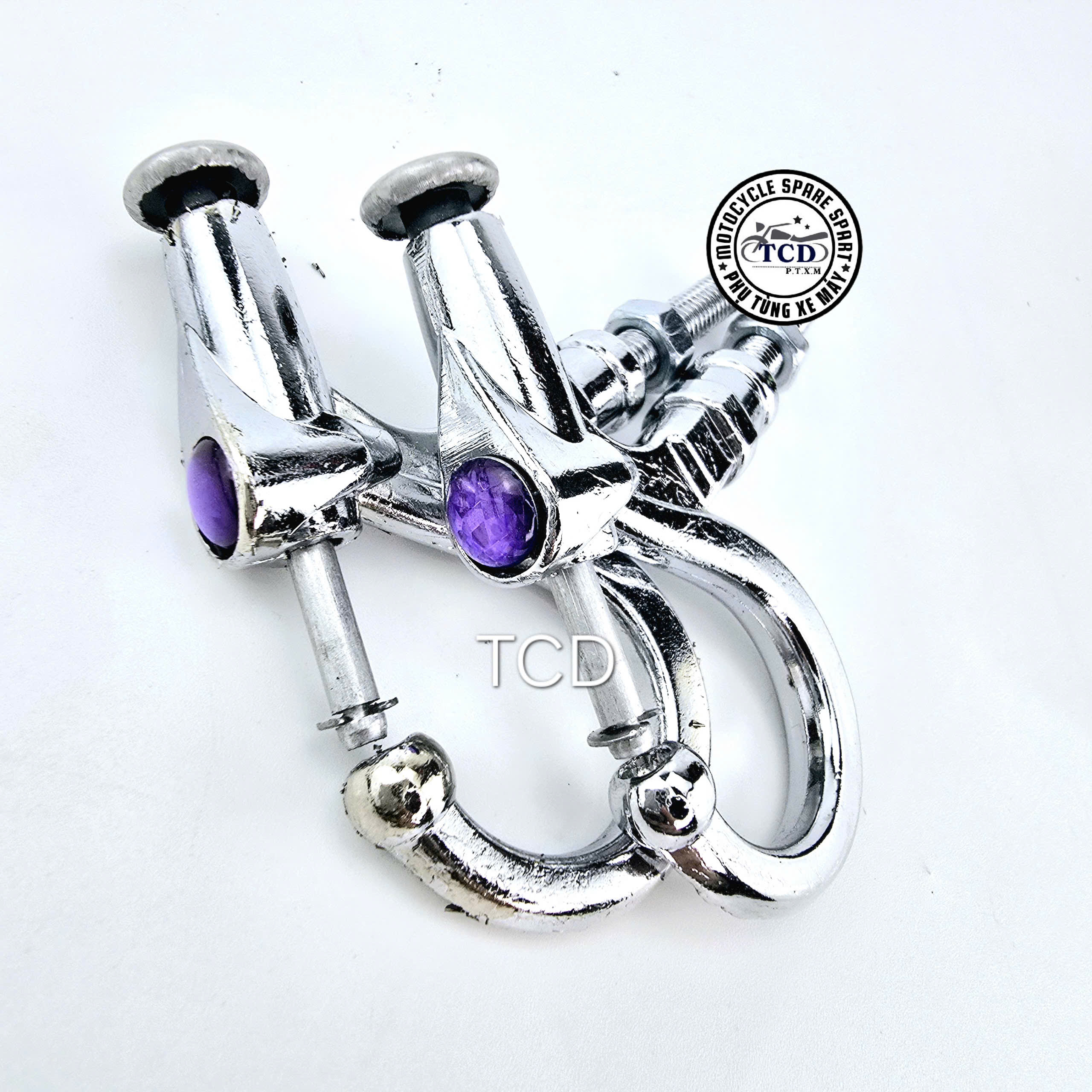 Cặp vĩ móc treo đồ xe máy inox, nút bấm màu ngẫu nhiên