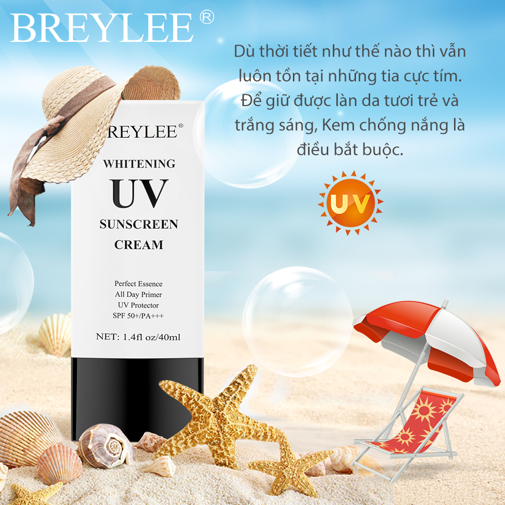 [BREYLEE Whitening UV Sunscreen Cream SPF50 Sunblock PA+++ 40ml Moisturizing Anti Aging Dust,Kem Chống Nắng BREYLEE 40ml Niacinamide Trắng Sáng Da Nhạy Cảm SPF 50/PA+++ Dưỡng Ẩm Lâu Trôi Chống Nắng UV Da Dầu Kem Chống Nắng Vật Lý Cho Mặt Suncream Wthitening Sun Protection Lasting Physical Sunscreen,]