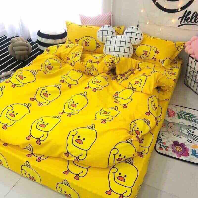 Bộ Chăn Ga Gối Combo 5 Món , Vịt Vàng , Chất Liệu Bền Đẹp, Không Phai, Không Xù, Mẫu Mã Kích Cỡ Đa Dạng