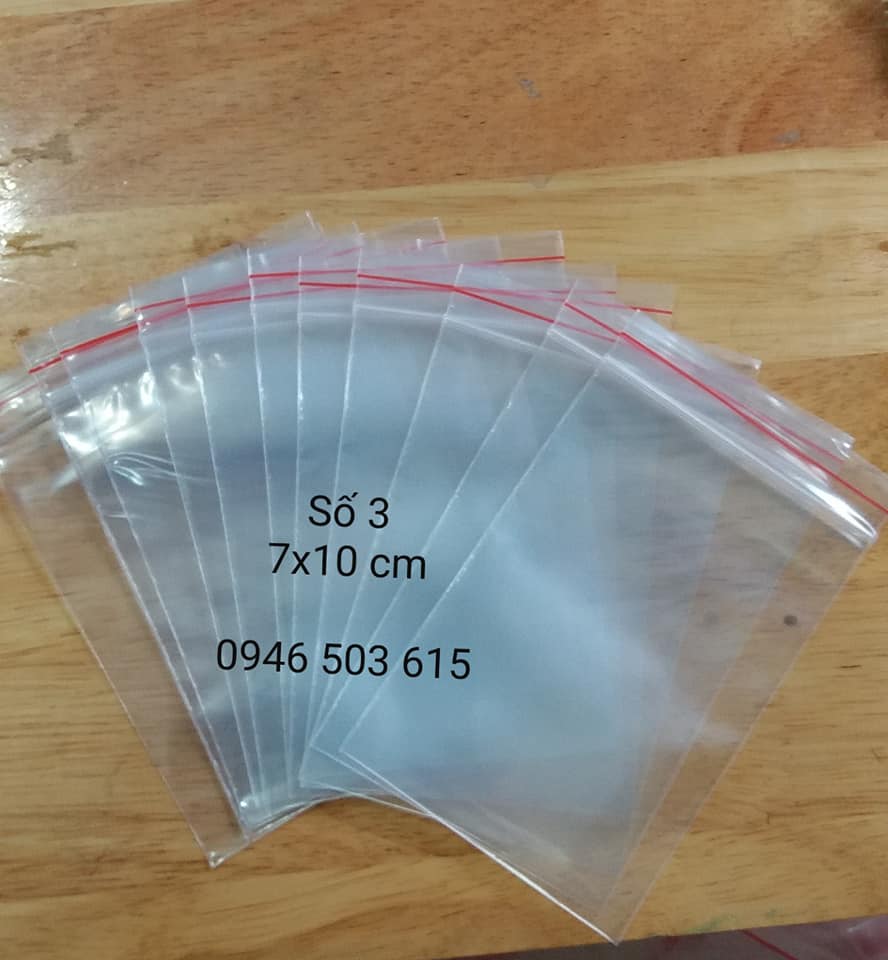 200g túi zip miết mép viền đỏ size nhỏ số 3 kt 7x10 cm