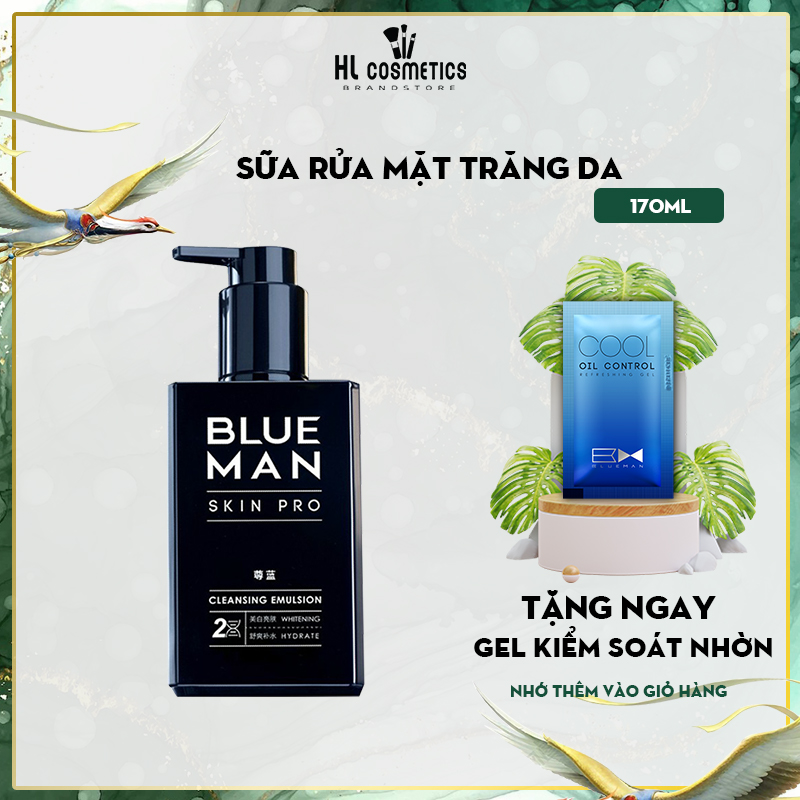 Sữa Rửa Mặt Trắng Da Cho Nam BLUEMAN Làm Sạch, Dưỡng Ẩm Dịu Nhẹ 170ml