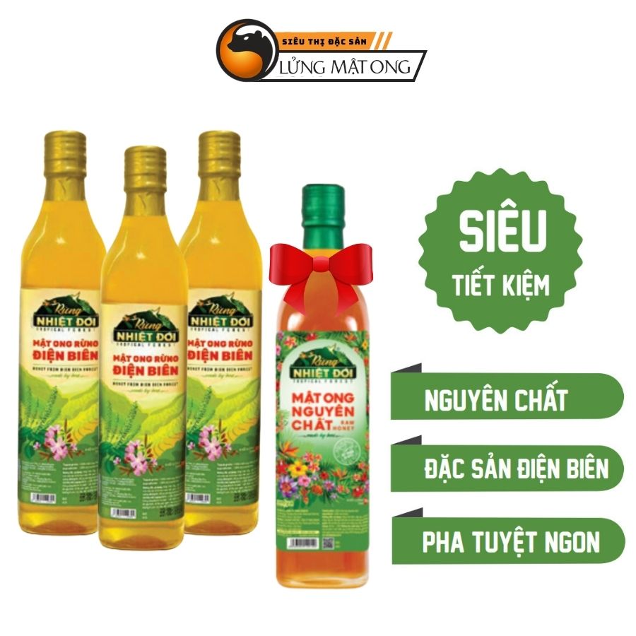 Mật ong rừng, mật ong nguyên chất Mật ong rừng Điện Biên 720g tặng 1 mật ong rừng nhiệt đới 700g - mật ong nguyên chất tăng sức đề kháng