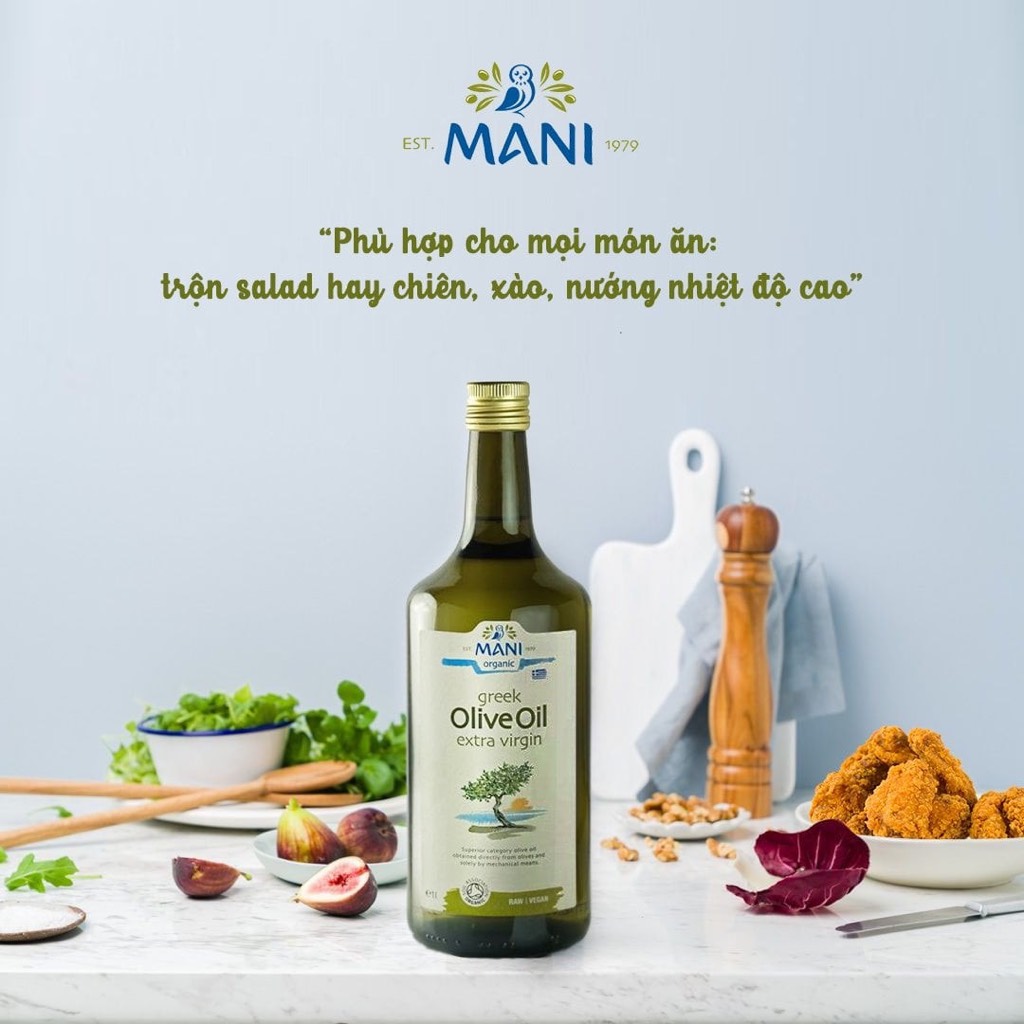 Dầu Olive Extra Virgin hữu cơ ép lạnh Mani 500ml