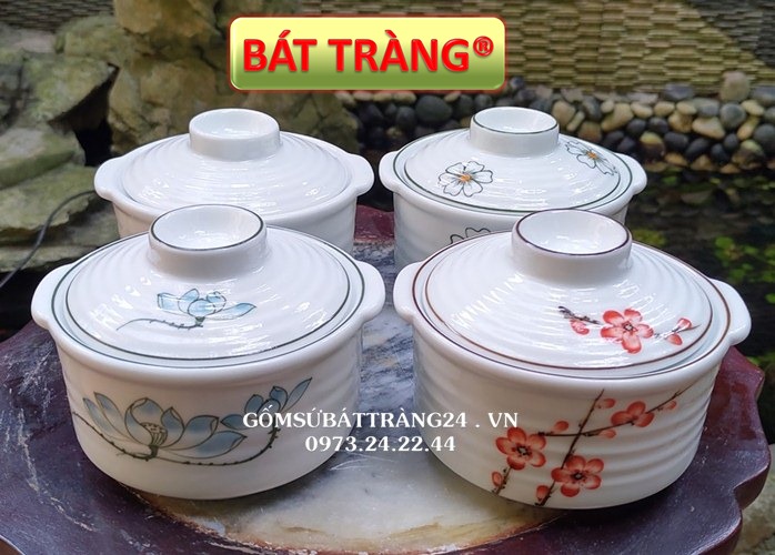 BÁT NẮP ĂN SÚP BÁT CHƯNG YẾN BÁT SỨ CÓ NẮP KHAY CHƯNG YẾN NẤU SÂM CARAMEN