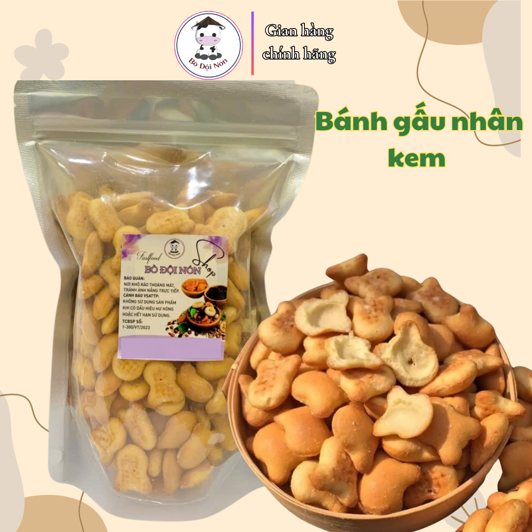 1Kg Bánh Gấu Nhân Kem Thiên Hồng_ Bò Đội Nón Shop