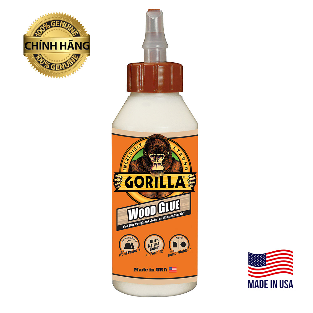 Keo Dán Gỗ Chuyên Dụng Cho Thợ Mộc Hàng Chính Hàng Từ Mỹ - Keo Dán Gỗ Chuyên Dụng Tốt Trong Ngành Mộc – Keo Dán Gỗ Vào Tường – Keo Dán Gỗ Không Để Lại Dấu Vết Gorilla Wood Glue 236ml