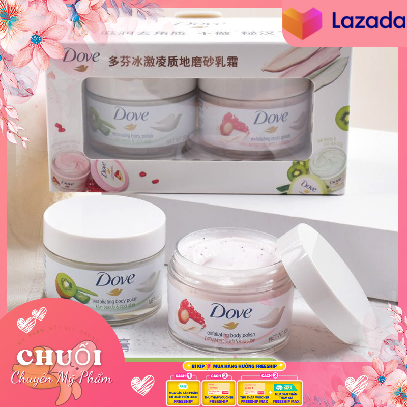 Set 2 Hũ Tẩy Tế Bào Chết Body Dove | Set Tẩy Da Chết Body Dove Exfoliating Body Polish (Set 3 Hũ và 