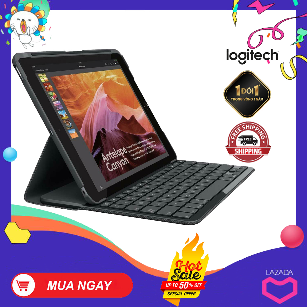 Bao Da kèm Bàn Phím Logitech Slim Folio Dành Cho iPad Gen 5th 2017- Gen 6th 2018  New Fullbox Bảo hành 1 năm