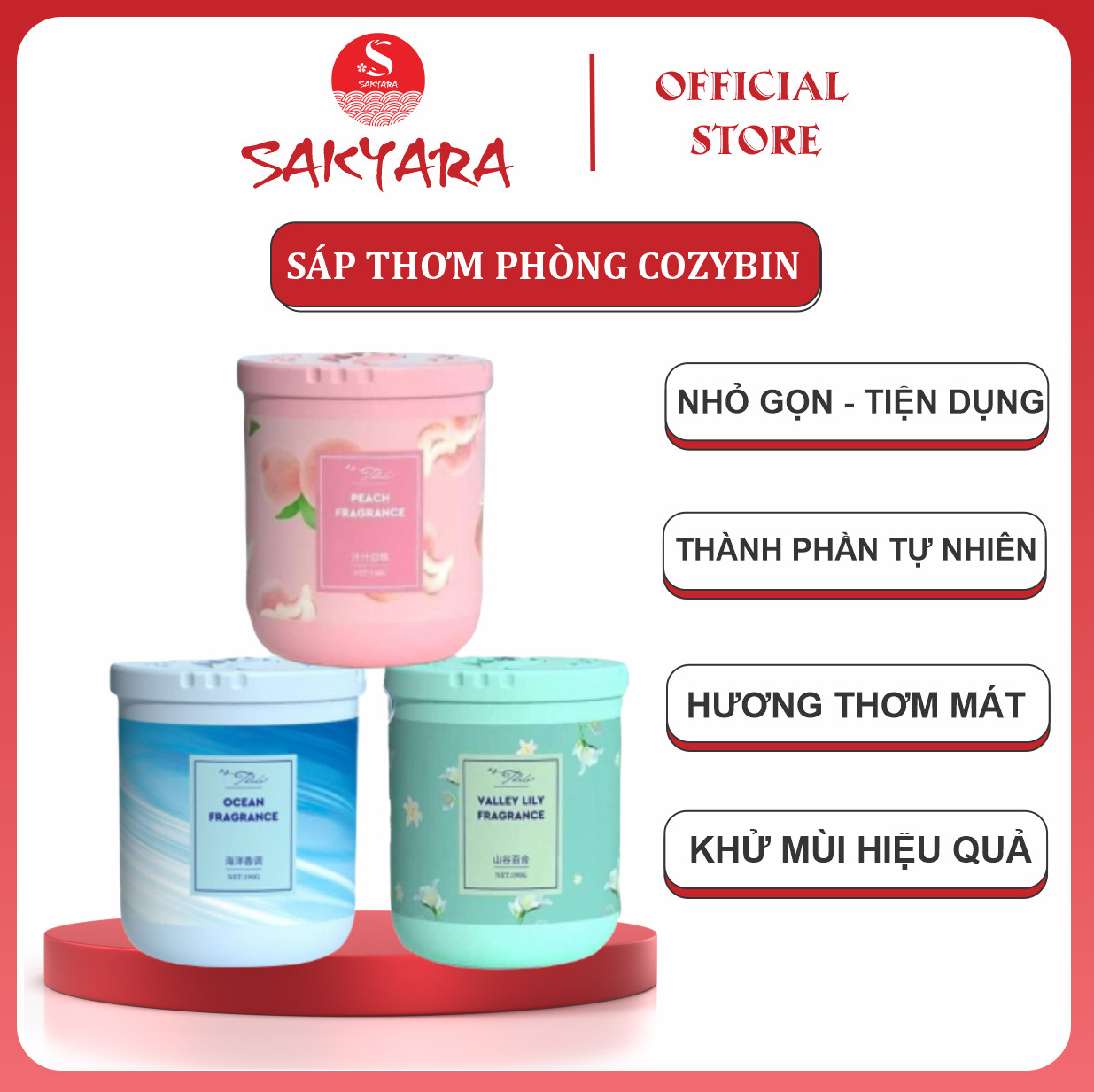 [freeship+quà15k] Sáp thơm phòng CozyBin khử mùi phòng ngủ nhà vệ sinh toilet ô tô với 4 mùi hương tự nhiên 200g