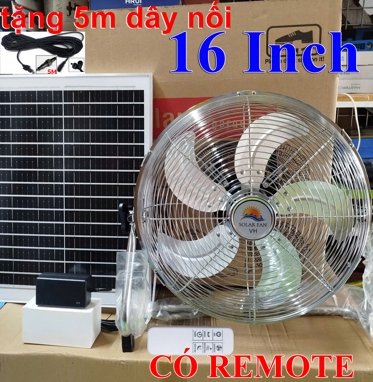  Có remote,Bảo hành 2 năm - Quạt sạc tích điện năng lượng mặt trời 16 inch dạng nằm chân quỳ động cơ không chổi than 12v Solar Fan mẫu mới 2025 25W 26400 mAh 12 chế độ gió hoạt động 24h 