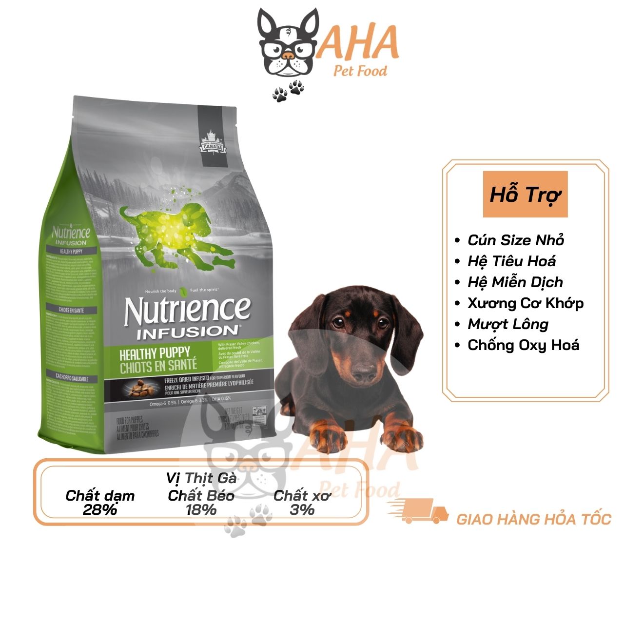 Thức Ăn Cho Chó Con - Nutrience - Thịt Gà Rau Củ & Trái Cây Tự Nhiên, Hỗ Trợ Trí Não, Da Lông Bóng Mượt, Xương Sụn Cơ Khớp, Hệ Tiêu Hóa & Hệ Miễn Dịch Giàu Chất Xơ Vitamin Khoáng Chất - ahapetfood