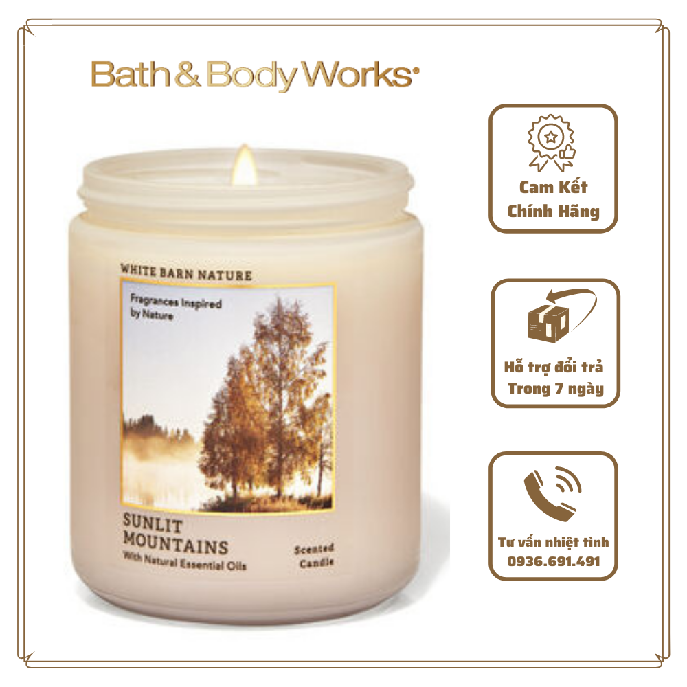 Nến thơm bath & body works sunlit mountains 1bấc 198g