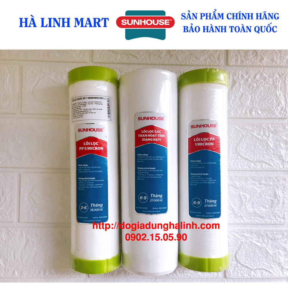 Bộ 3 lõi lọc nước Sunhouse, Bộ lõi lọc nước số 123 Sunhouse, Bộ lõi lọc nước Sunhouse số 123, Bộ lõi lọc nước Sunhouse chính hãng, Bộ lõi lọc nước Sunhouse giá rẻ