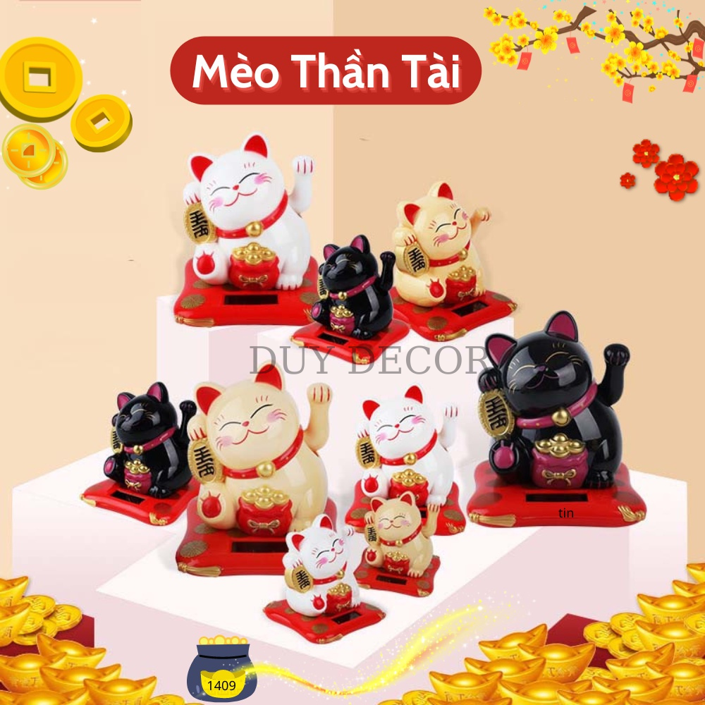Mèo thần tài vẫy tay dùng năng lượng mặt trời, mèo thần tài mẫu tết 2023