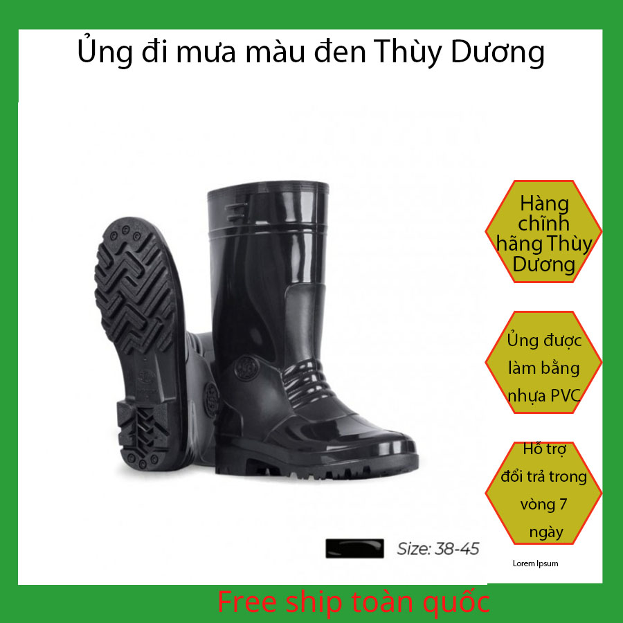 Ủng đi mưa ủng đi mưa người lớn màu đen có lót vớ dễ dàng và thỏa mái khi
