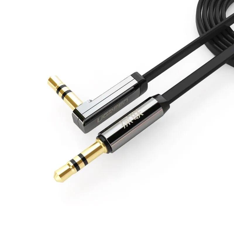 Ugreen 10729 5m màu đen cáp âm thanh 2 đầu 3.5mm dương đầu vuông góc mạ vàng av119