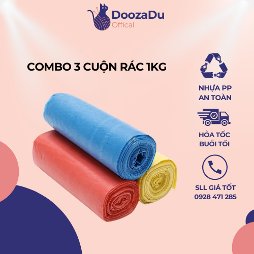 1kg Túi rác màu sinh học, túi đựng rác size lớn