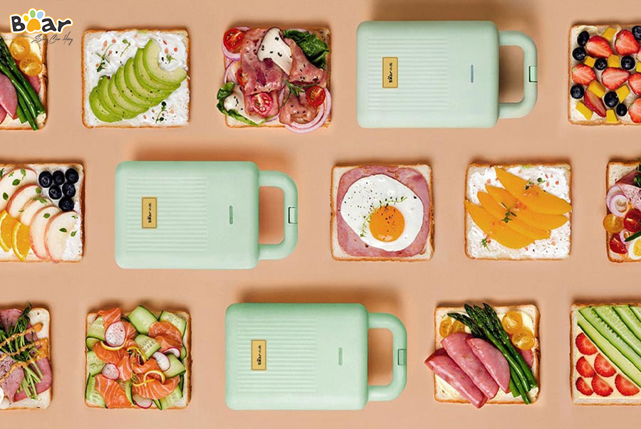 Máy kẹp nướng bánh mì sandwich & waffle Bear DPC-P06N2 cho bữa sáng tiện lợi