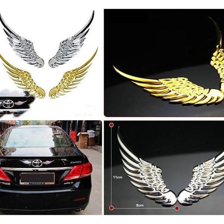 [HCM]Combo 2 Đôi cánh chim thiên thần trang trí ô tô bộ logo kim loại 3D trang trí ô tô  logo cánh én trang trí ô tô