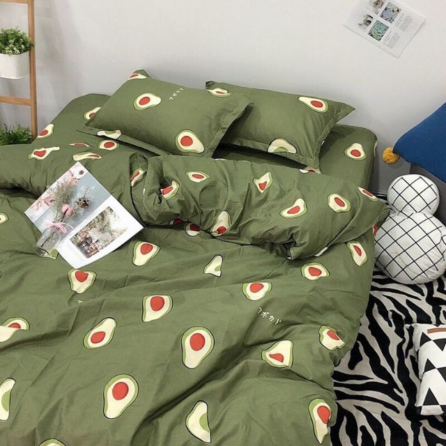 Cotton Poly Bộ Chăn Ga Gối Quả Bơ Bộ Chăn Ga Gối Cao Cấp Nhập Khẩu 5 Món, 4 Món Bộ Sản Phẩm Chăn Ga Gối Nệm Nhiều Kích Thước Dùng 4 Mùa Gồm 1 Ga, 1 Vỏ Chăn, 02 Vỏ Gối (Có Lựa Chọn Mua Thêm Vỏ Gối Ôm)