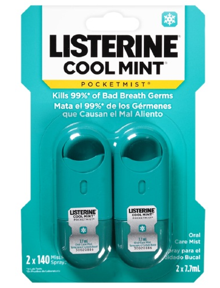 [Hàng Chuẩn Mỹ] Vĩ 2 Chai Xịt Thơm Miệng Sát Khuẩn Listerine Pocket Mist 7.7ml x 2 chai