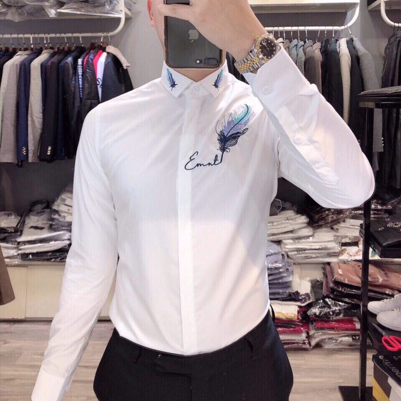 Áo sơ mi nam cao cấp áo sơ mi Lá vải mềm mịn lụa thoáng mát chất lượng như hình