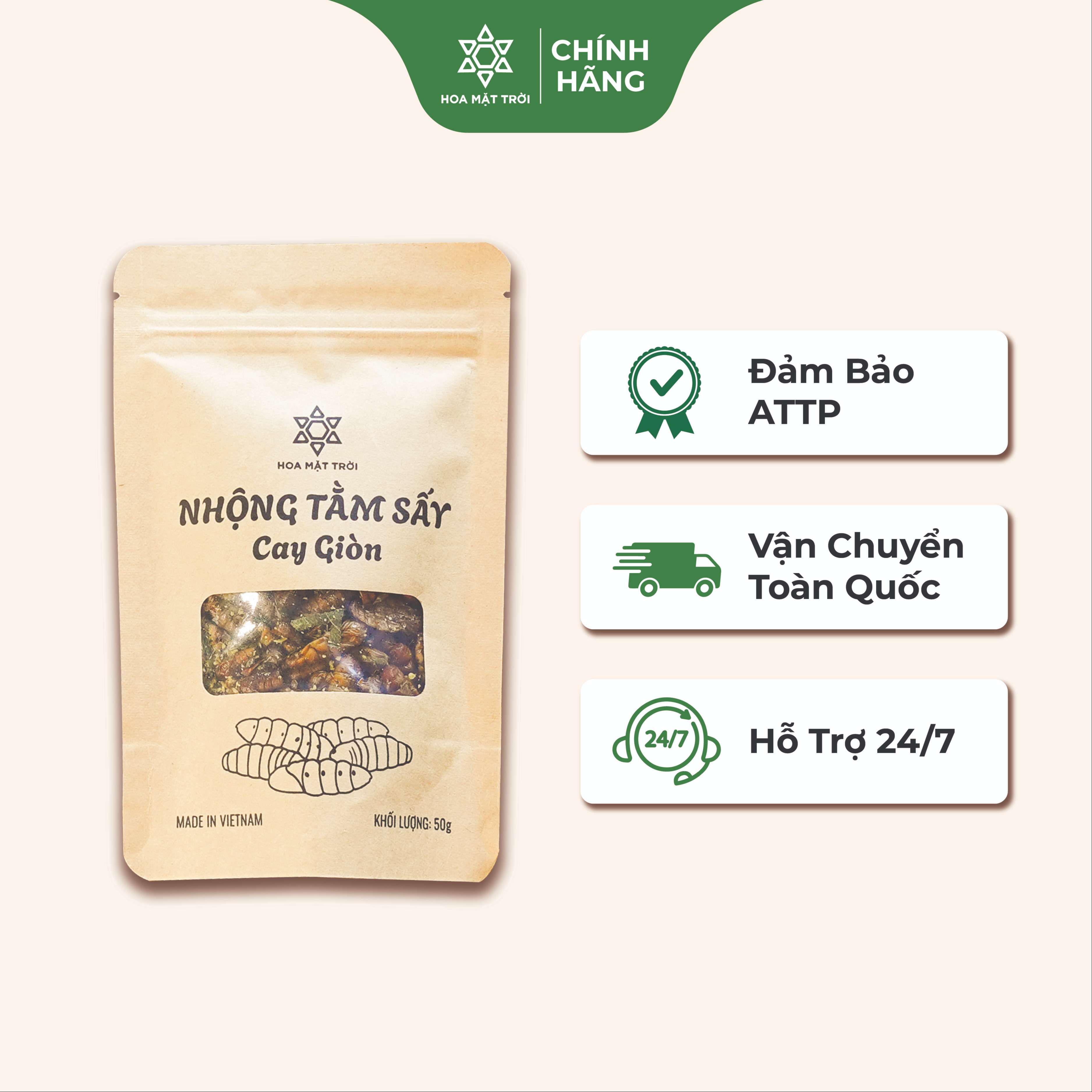 Nhộng tằm dâu sấy cay - Hoa Mặt Trời Farm