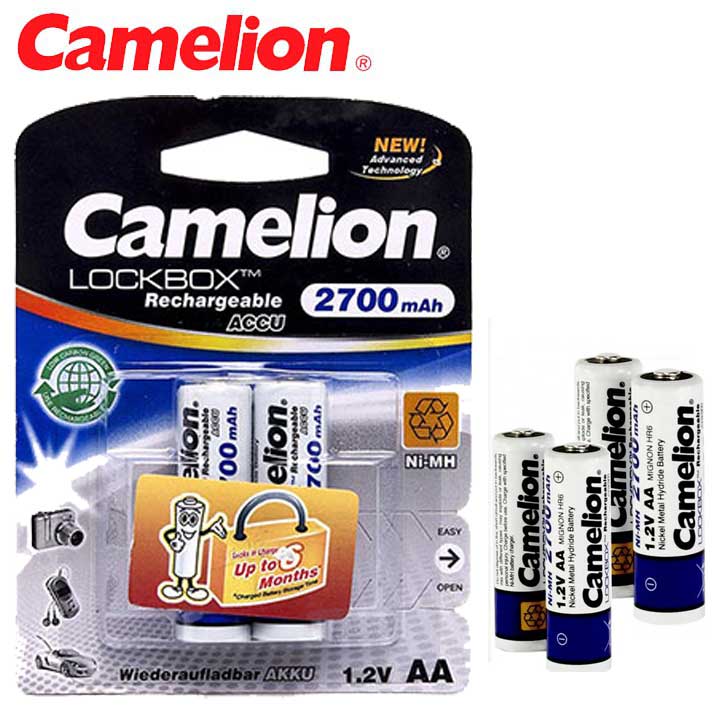 Pin sạc Camelion 2A/3A Lockbox vỉ 2 viên chính hãng