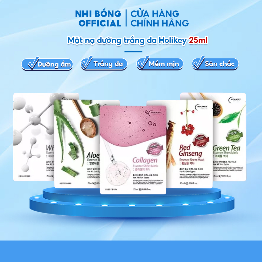 Mặt nạ giấy dưỡng trắng da dưỡng ẩm HOLIKEY Hàn Quốc chiết xuất thiên nhiên giúp mềm mịn và trắng da mềm mịn da lẻ miếng 25ml