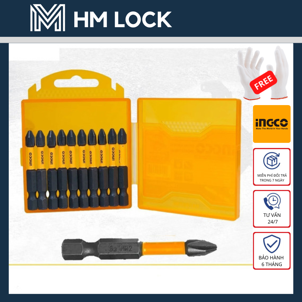 Mũi bắt vít nam châm hít ph2x50mm ingco - hàng chính hãng - sdbim11ph223 - hm lock