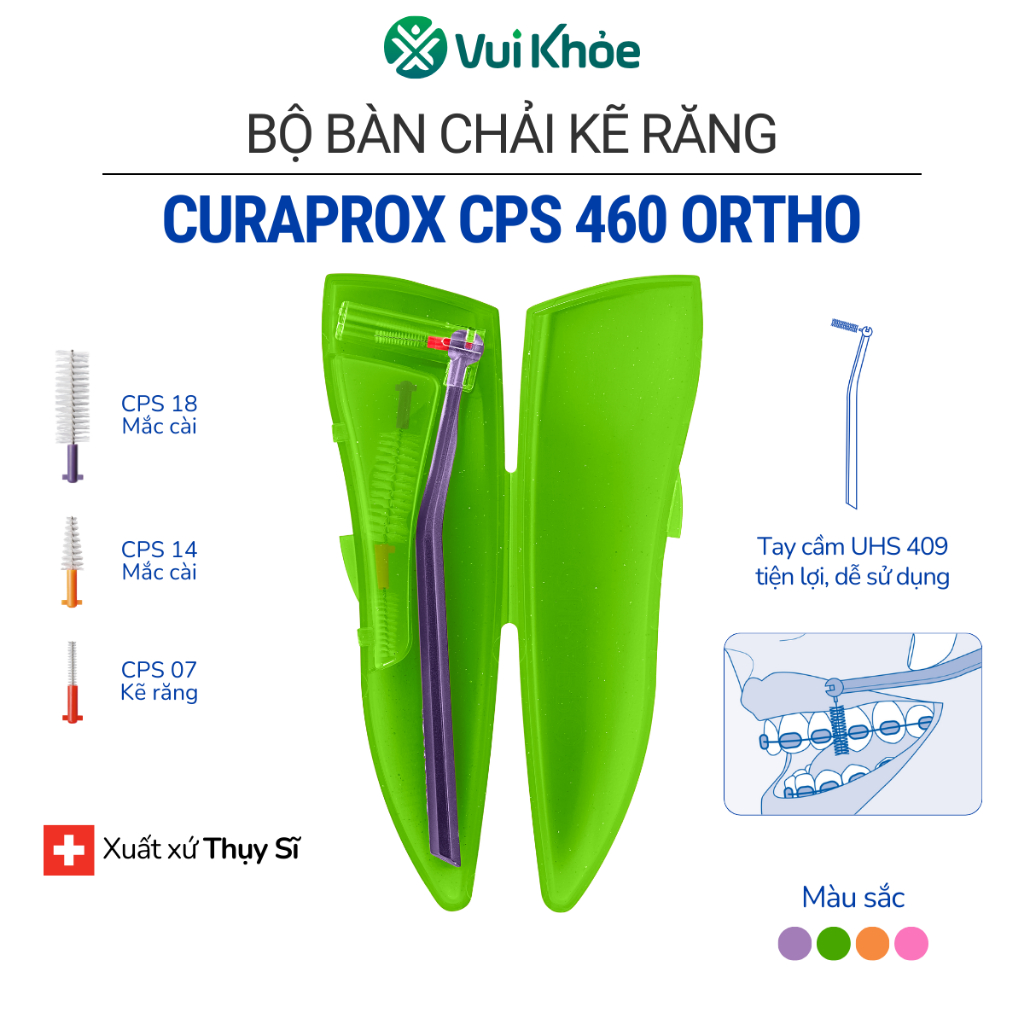 Bộ bàn chải kẽ răng cho răng niềng Curaprox CPS 460 Ortho Pocket Set  | Mã SP 73302529