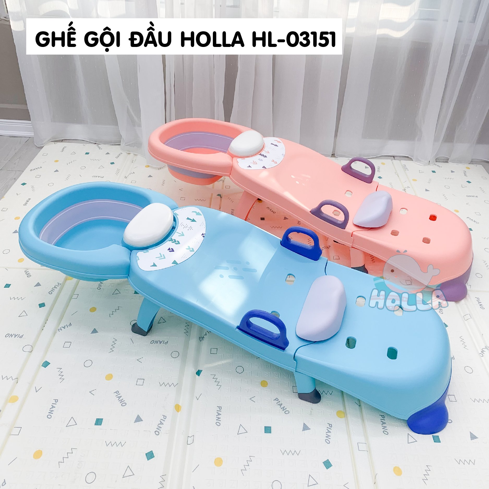 Ghế gội đầu gấp gọn cho bé Holla HL- 03151 điều chỉnh 4 nấc có tay vịn | Bàn gội đầu cho bé