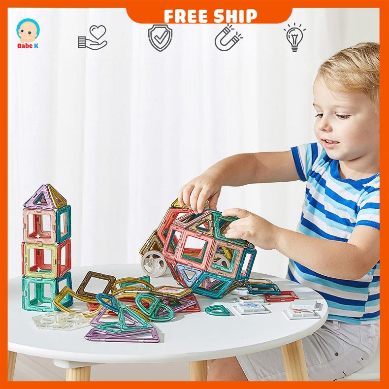 Đồ chơi cho bé, bộ Xếp Hình Nam Châm Magnetic Blocks - Kub Shop Babe K