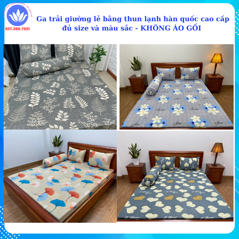 Ga trải giường lẻ bằng thun lạnh hàn quốc đủ size, nhiều màu sắc - không áo gối