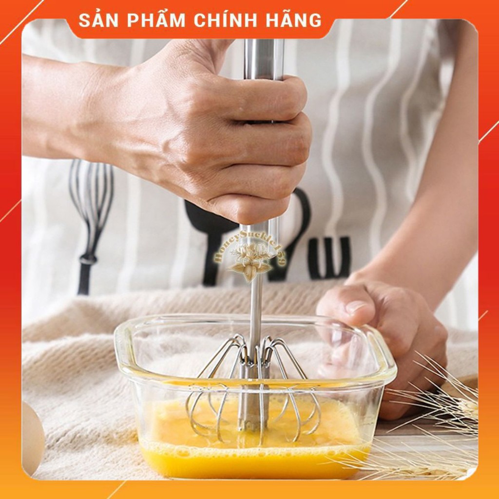 Cây đánh trứng inox trục tự xoay 25cm