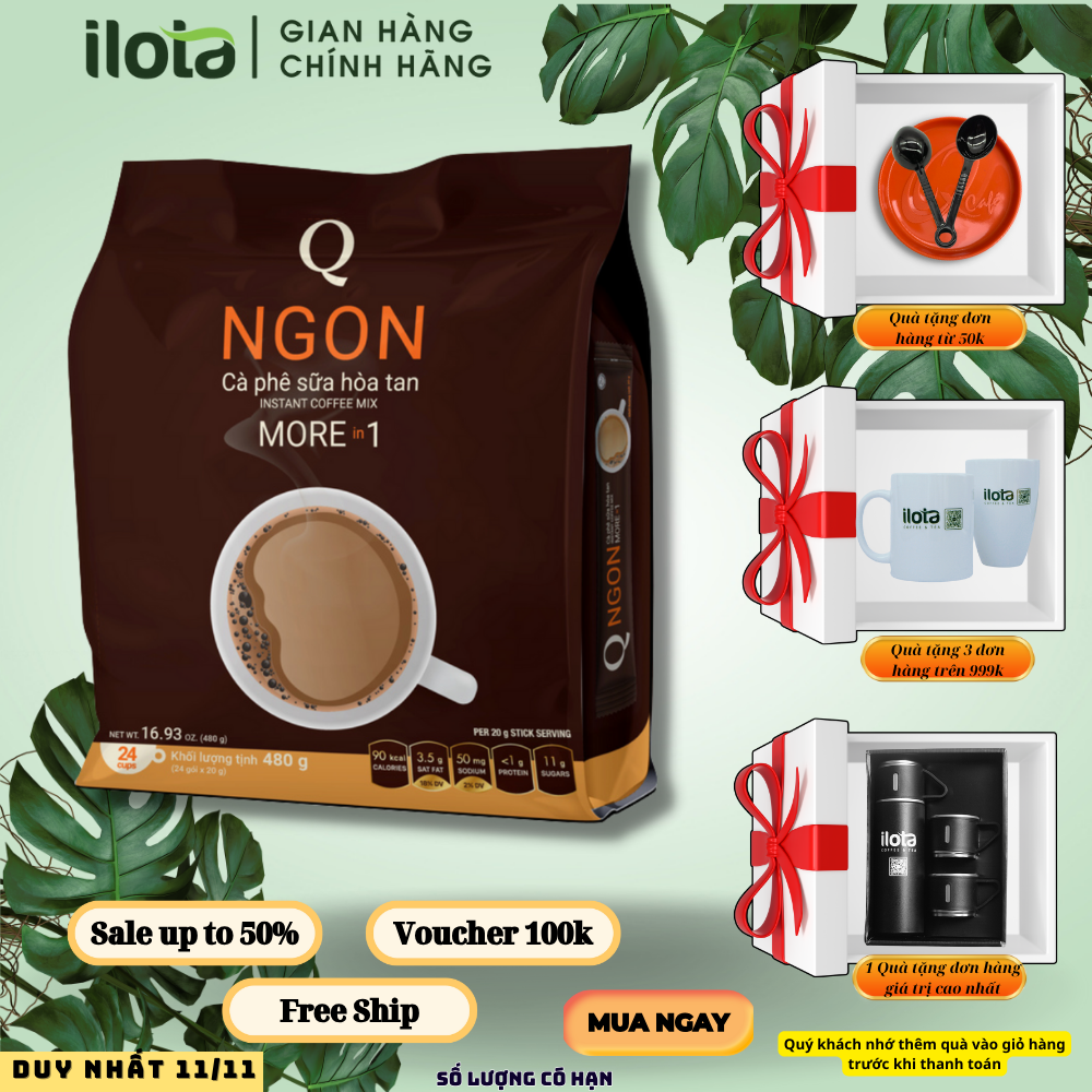 Cà phê hoà tan 3 in 1 ngon cafe sữa uống liền trần quang coffee