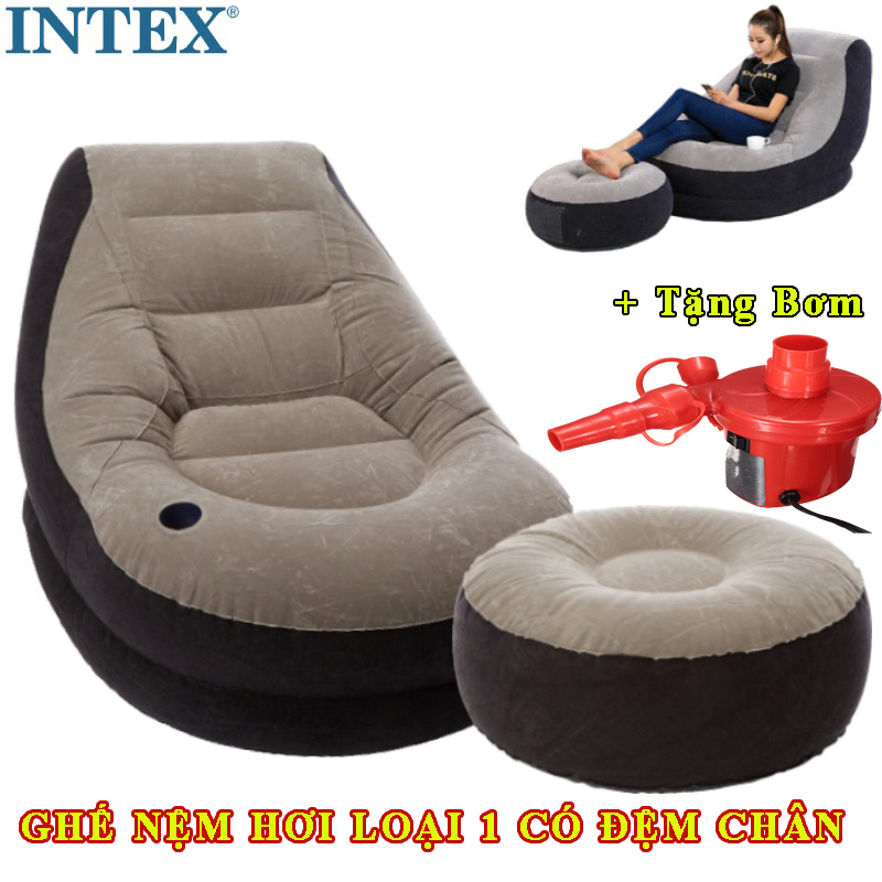 Ghế hơi intex kèm bơm điện,ghế nệm tựa lưng,Tặng bơm điện hút xả 2 chiều,Ghế đệm hơi cao cấp chất lượng,mang tính thư giãn sau khi lam việc mỏi mêt(SALE-50%)
