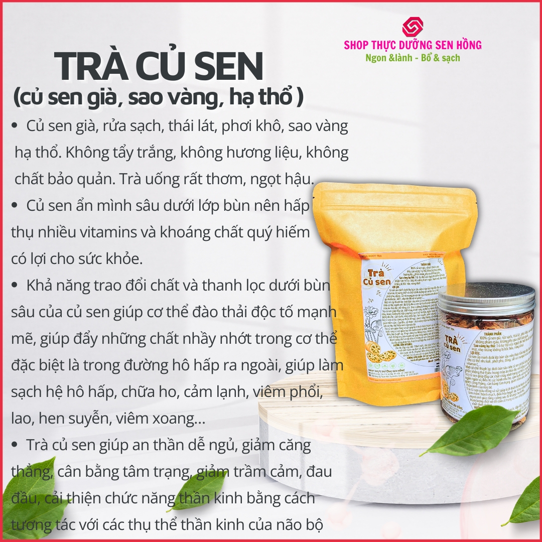 Trà củ sen (200gr) Giúp ấm phổi giảm ho - an thần dễ ngủ