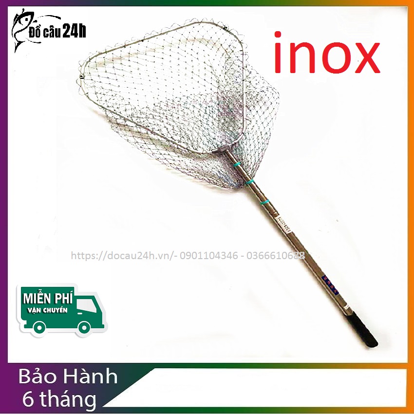 Vợt Xúc Cá Inox Vành tam giác đủ Kích Cỡ 1m5, 1m9, 2m5,3m - vợt cá inox, vợt cá gấp gọn, vợt cá tam giác