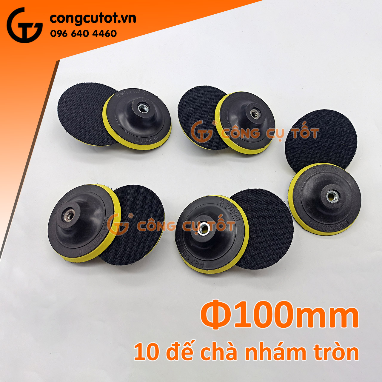 10 cái đế chà nhám tròn size tùy chọn