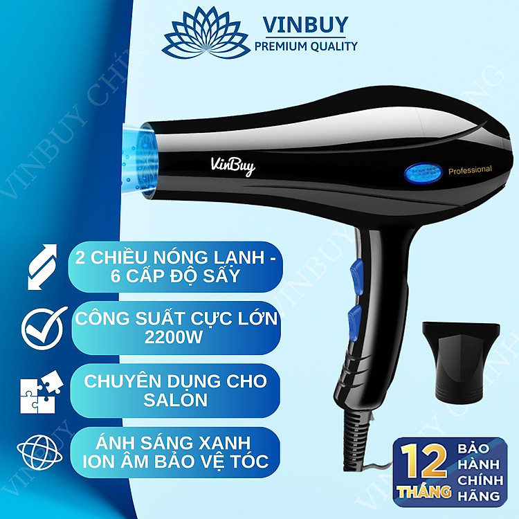 Máy Sấy Tóc Công Suất Lớn 2200W Chuyên Dụng Cho Hair Salon Bổ Sung Ion Dưỡng Ẩm Làm Mềm Mượt Tóc Động Cơ Êm Ái VinBuy