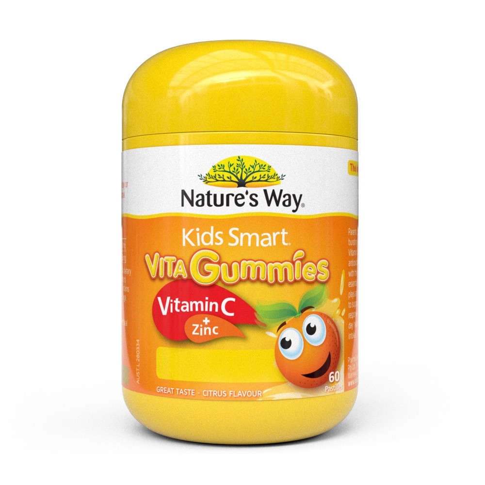 Kẹo dẻo bổ sung vitamin C và Kẽm cho bé 60 - Nature's Way Kids Smart Vita Gummies vitamin c & zinc