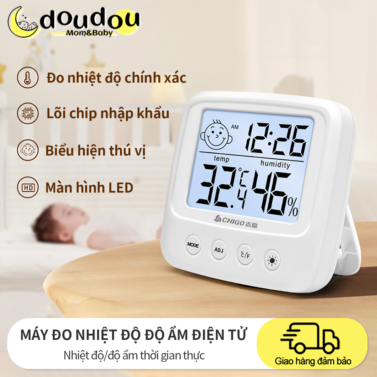 Nhiệt Ẩm Kế Điện,nhiệt ẩm kế máy đo nhiệt độ phòng ngủ đo độ ẩm điện tử cho bé chính xác