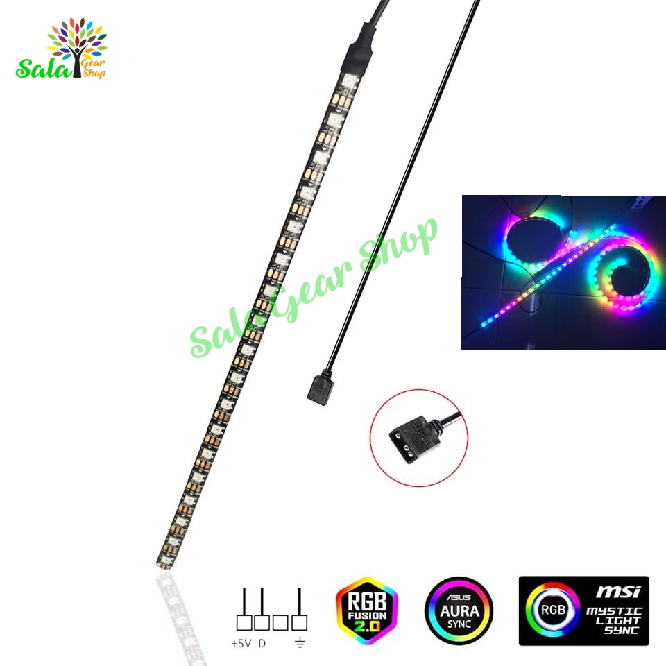 Dây Led RGB 5V 3Pin dài 40cm 1m  Sync main Asus Gigabyte MSI Asrock Hub led 5V 3Pin Trang Trí Case Máy Tính