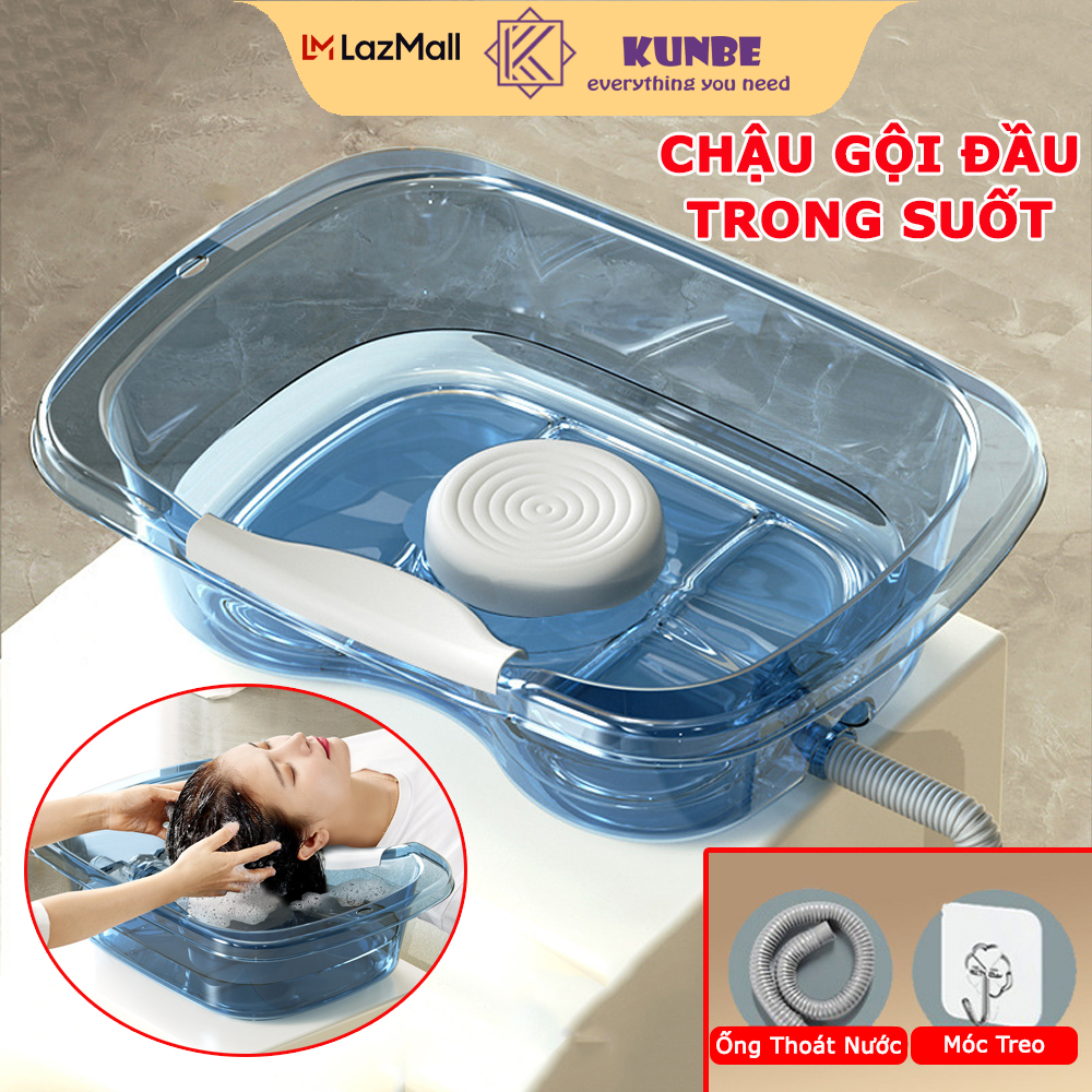 Chậu Gội Đầu Tại Giường KUNBE Mẫu Trong Suốt Tiện Lợi Cho Người Già Người Bệnh Mẹ Bầu