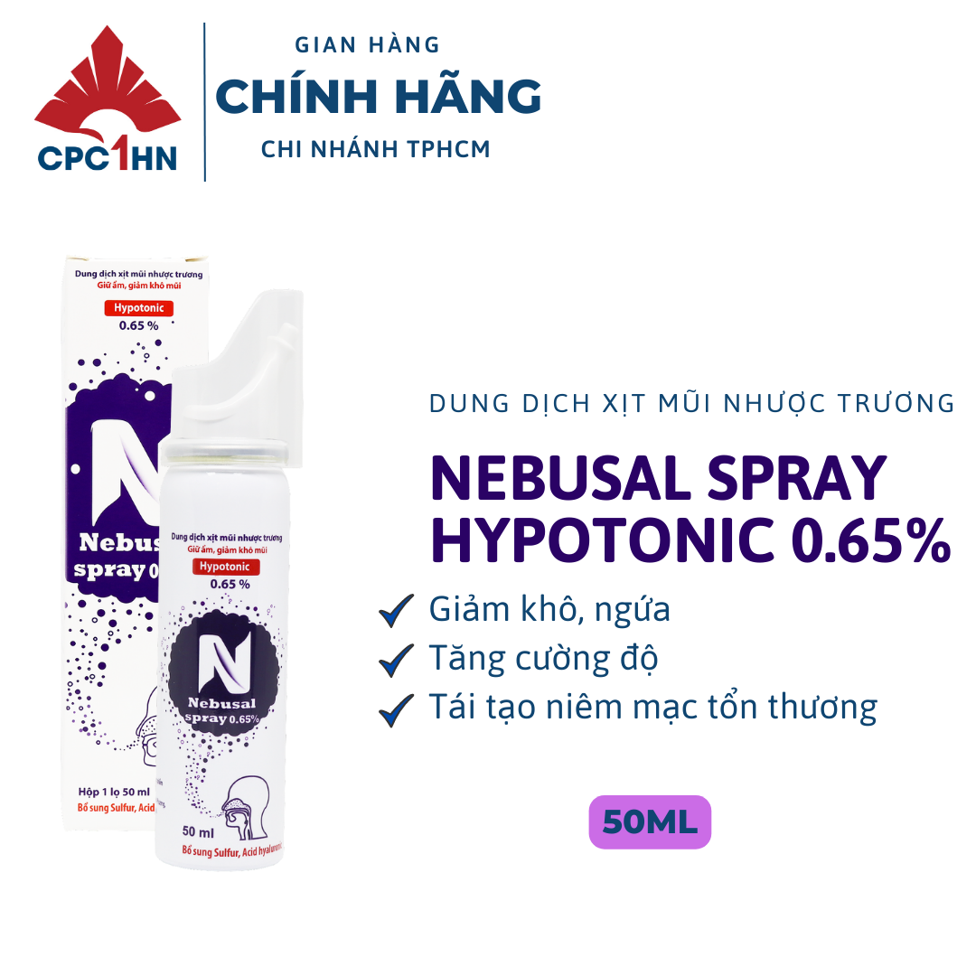 Dung dịch nước muối nhược trương nebusal spray 0.65%, hộp 1 chai 50ml