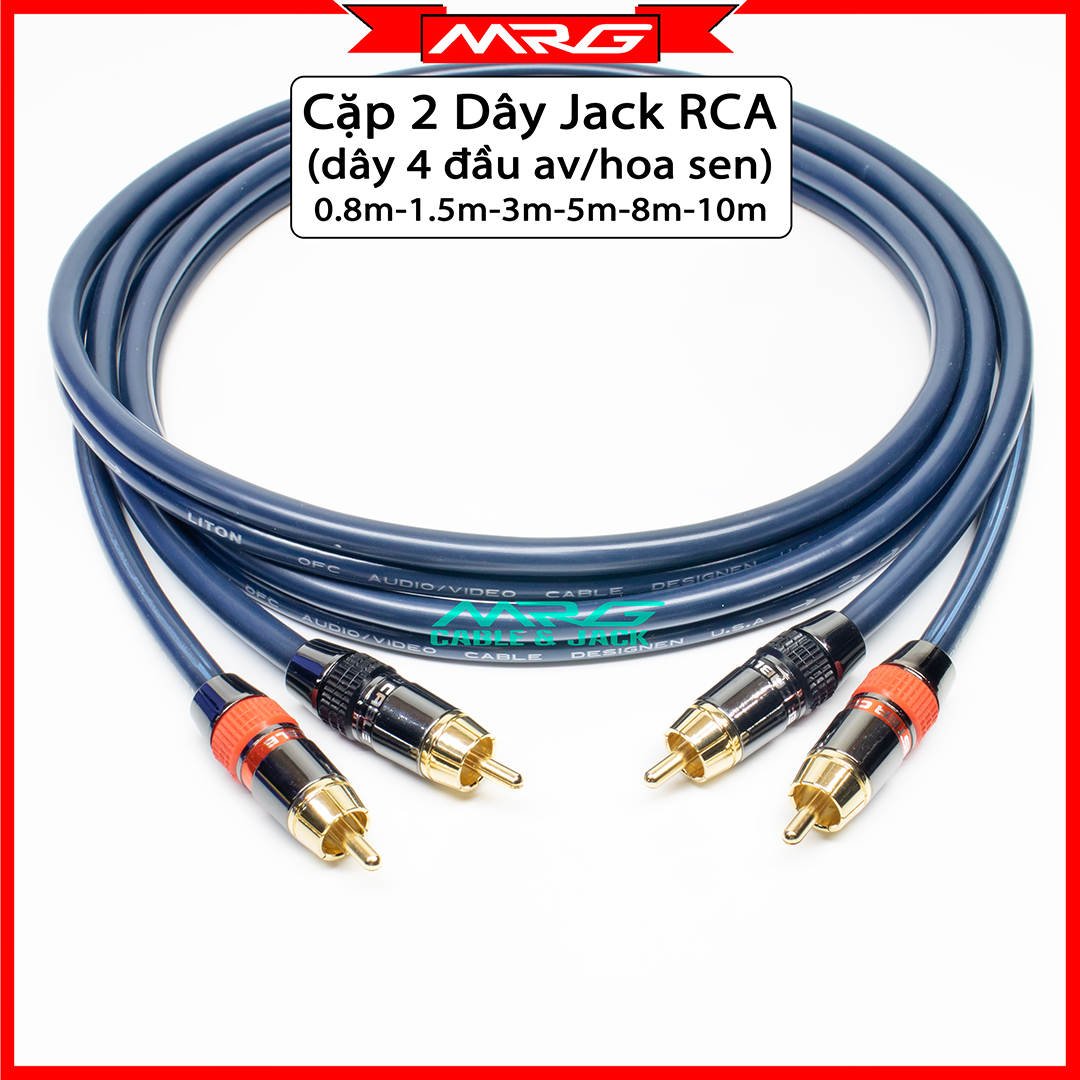 Cặp Dây AV Hoa Sen, dài 0.8met-1.5met-3met-5met-8met-10met | dây jack rca, dây hoa sen, dây bông sen, dây âm thanh av.