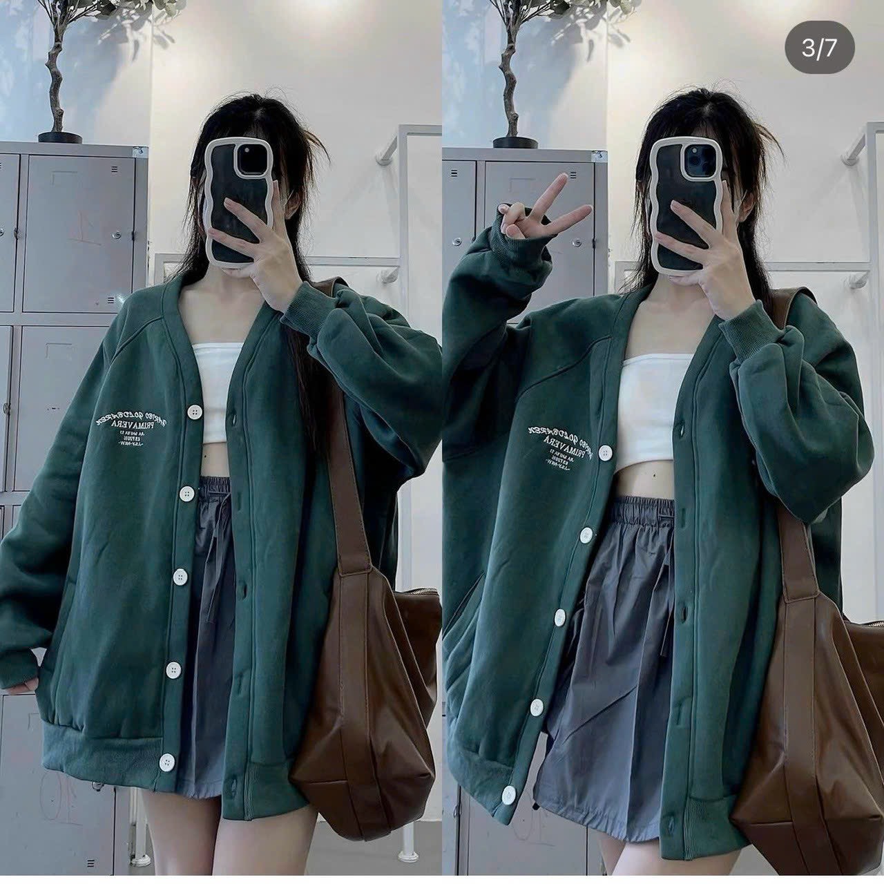 Áo Khoác Nỉ Cadigan Nữ 5 Nút Chữ Thêu Thiết Kể Phong Cách Hàn Quốc Hót Trend_KP