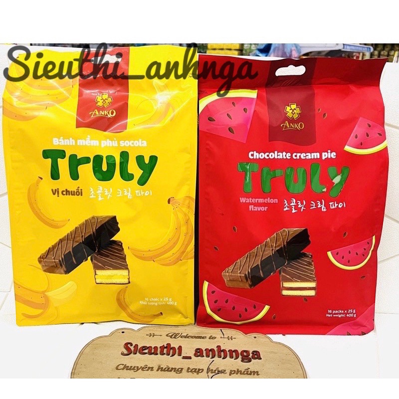 Bánh mềm phủ socola truly anko gói 400g