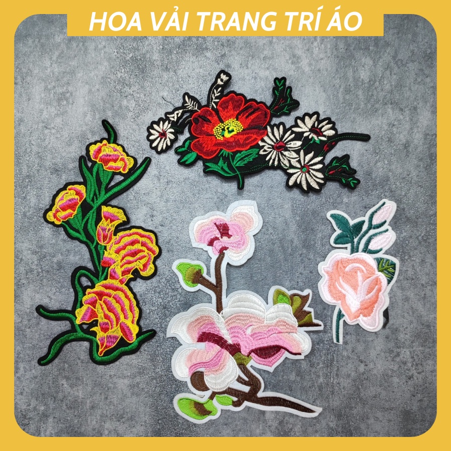 Sticker ủi áo hoa vải thêu cao cấp -DÙNG LÀM BÔNG CÀI ÁO HAY HÌNH ỦI ÁO TRANG TRÍ VÁY, ĐẦM, ÁO DÀI H